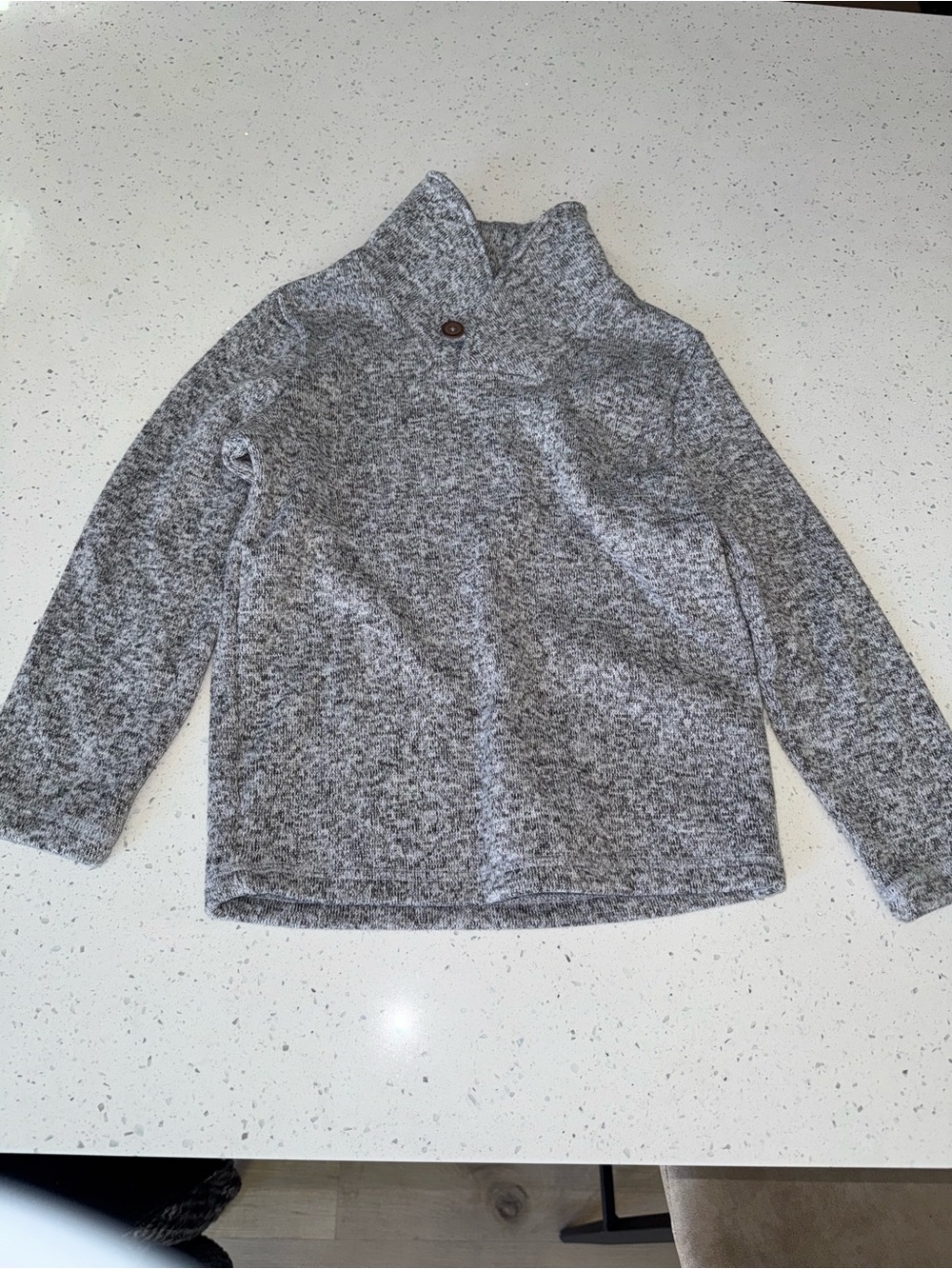 Kids Heather Gray Pullover Sweater with Button Neck